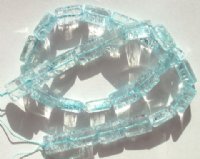 16 inch strand of 14x10mm Rounded Edge Rectangle Dyed Light Blue Quartz